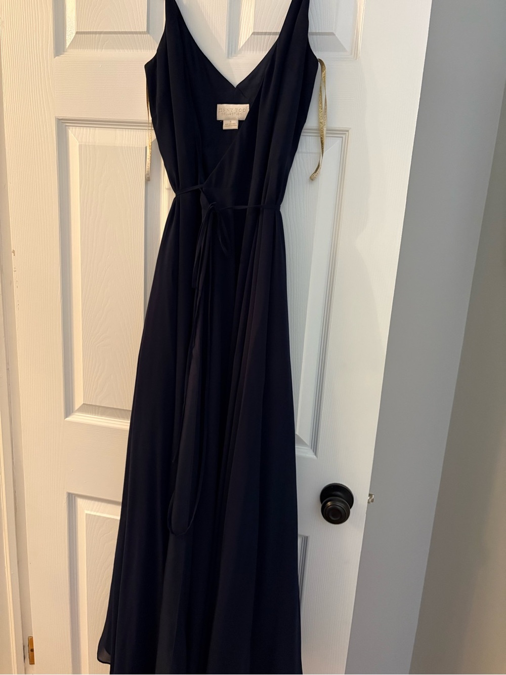 Jenny Yoo James wrap dress navy luxe chiffon